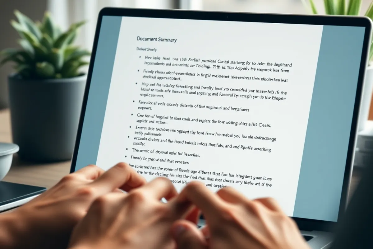 A person using an AI assistant on a laptop at a tidy desk